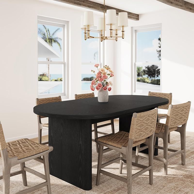 Large Modern Farmhouse Oval Dining Table Suitable for 6-8 People, -Long 63\