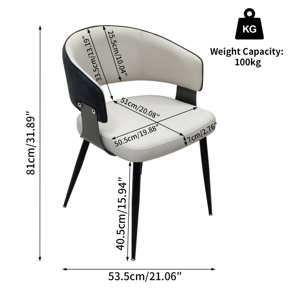 AESOME Mid-Century Dining Chairs Set of 2 Crocodile-Textured Back Upholstered Kitchen Chairs for Living Room Lounge, Luxury Microfiber Faux Leather Dining Room Chair, Easy Assembly (Chairs Solely)