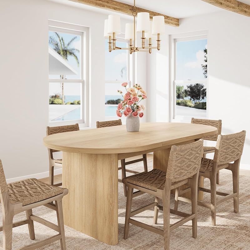 Large Modern Farmhouse Oval Dining Table Suitable for 6-8 People, -Long 63\