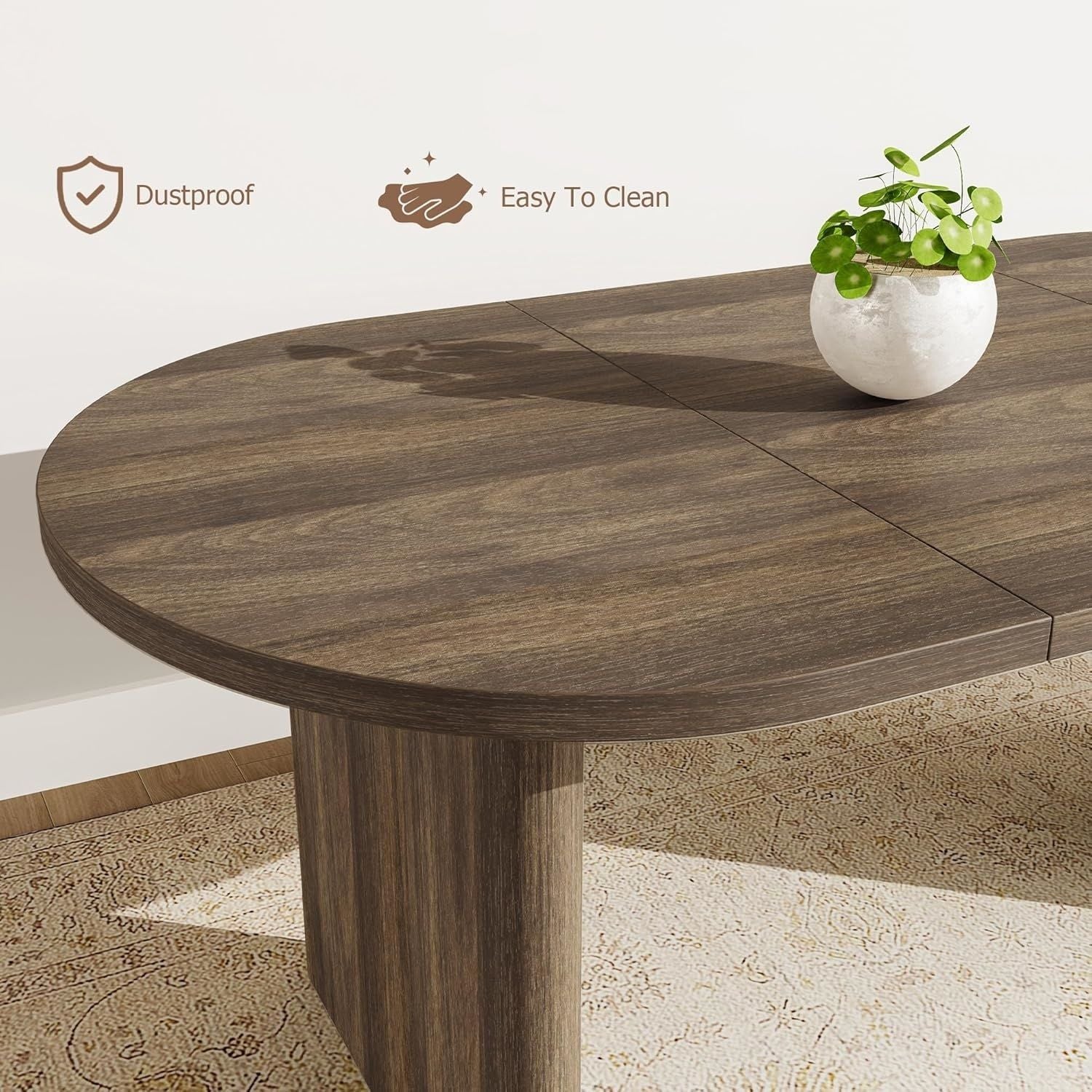 Large Modern Farmhouse Oval Dining Table Suitable for 6-8 People, -Long 63\