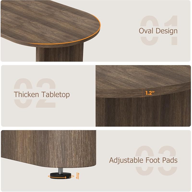 Large Modern Farmhouse Oval Dining Table Suitable for 6-8 People, -Long 63\