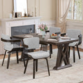 Two Ergonomic Wooden Dining Chairs, Curved Bentwood Backrest And Seat, High-Density Foam Cushion, Modern Semi-Armrest Kitchen Chair