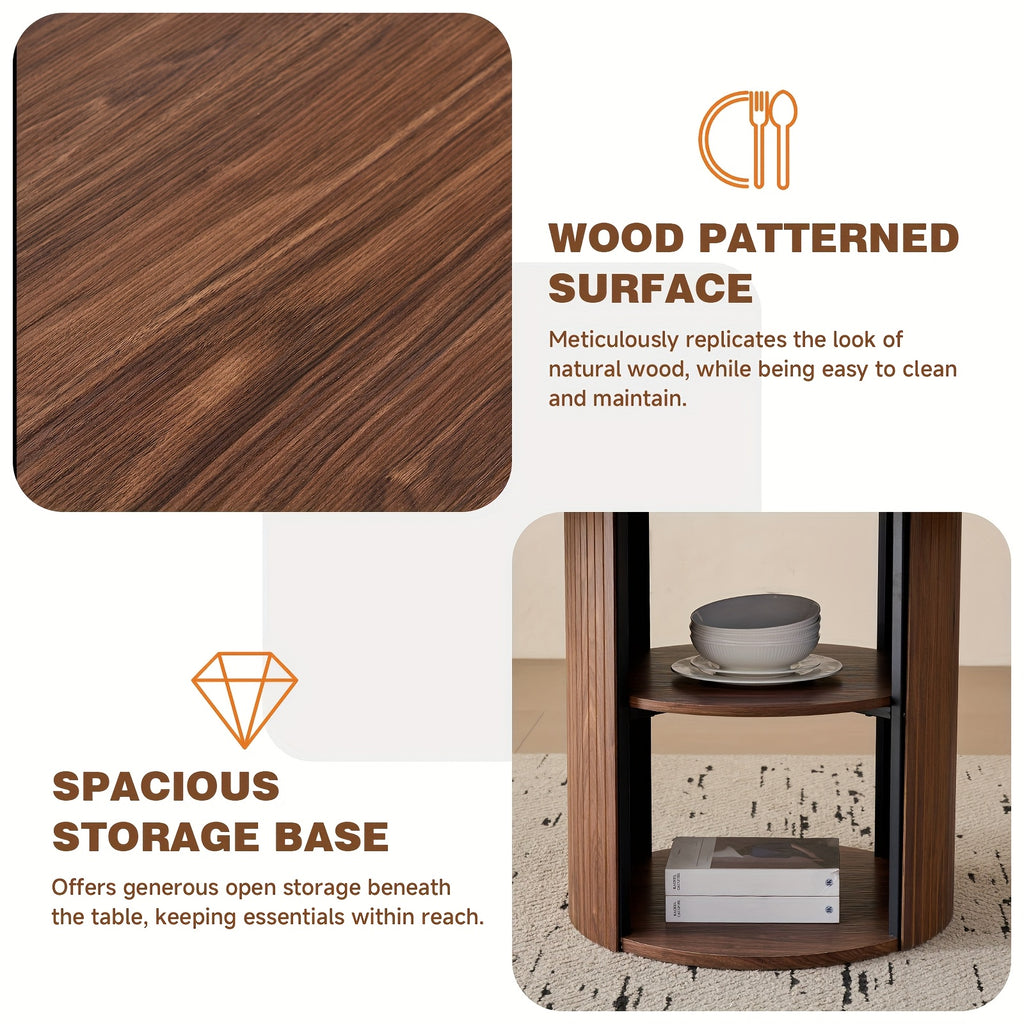 A 47-Inch Round Dining Table Suitable for Four People, Featuring a Modern Base And a Circular Design, Equipped with a Shelf for Storage, Ideal for Dining Rooms, Living Rooms, Homes, And Apartments