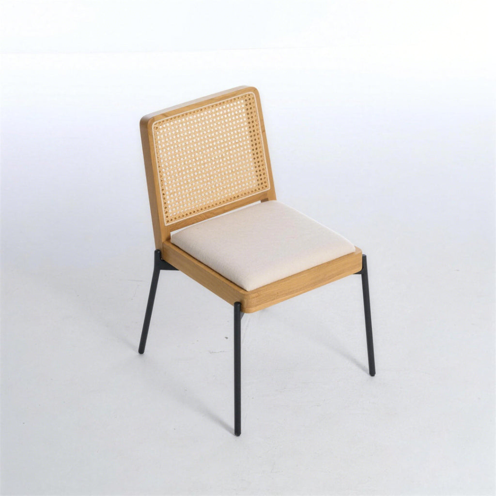Mid Century Modern Boho Rattan Dining Chairs with Cushioned Seats & Padded Backrests - Upholstered Frame Suitable, Dining Table,, Bohemian Furniture, Assembly Required for Hard Floors