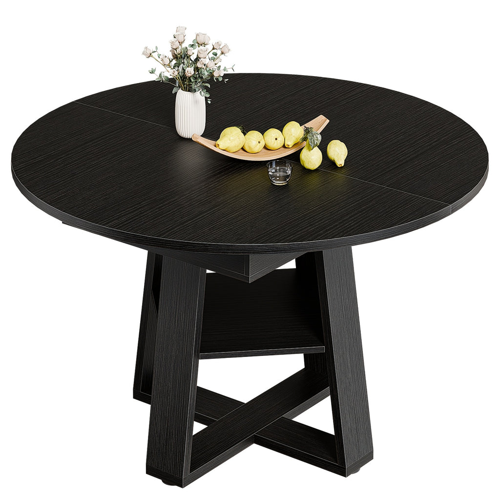 Extending Dining Table for 4 8, Space Saving with Storage Rack, Adjustable Oval Design for Kitchen And Living Room