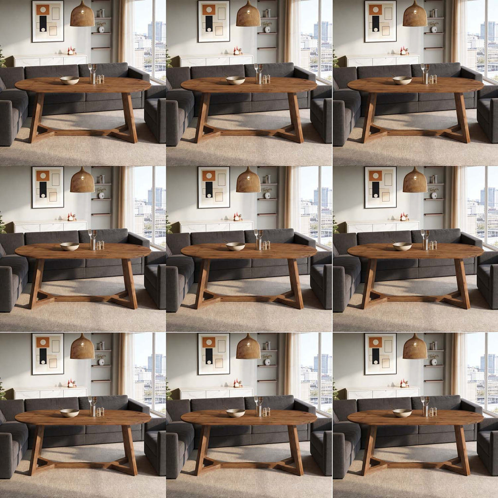 63-Inch Rustic Brown Solid Wood Oval Dining Table - A Farmhouse Kitchen Table Featuring Sturdy Tapered Legs, an Essential Home Piece for 4-6 Individuals, Ideal for Living Rooms, Dining Areas & Offices, A Perfect Gift for Daily Use