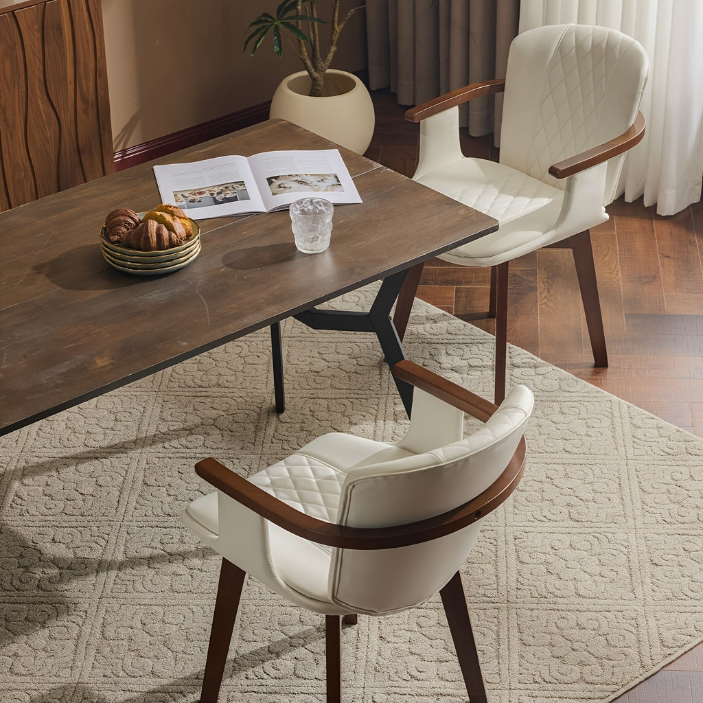 MOJAY Dining Chair, Dining Table Chair, Faux Leather Dining Chair, with Mid-Century Modern Style Faux Leather Padded Bentwood Backrest And Metal Legs Adjustable Foot Pads, Suitable for Kitchens, Restaurants