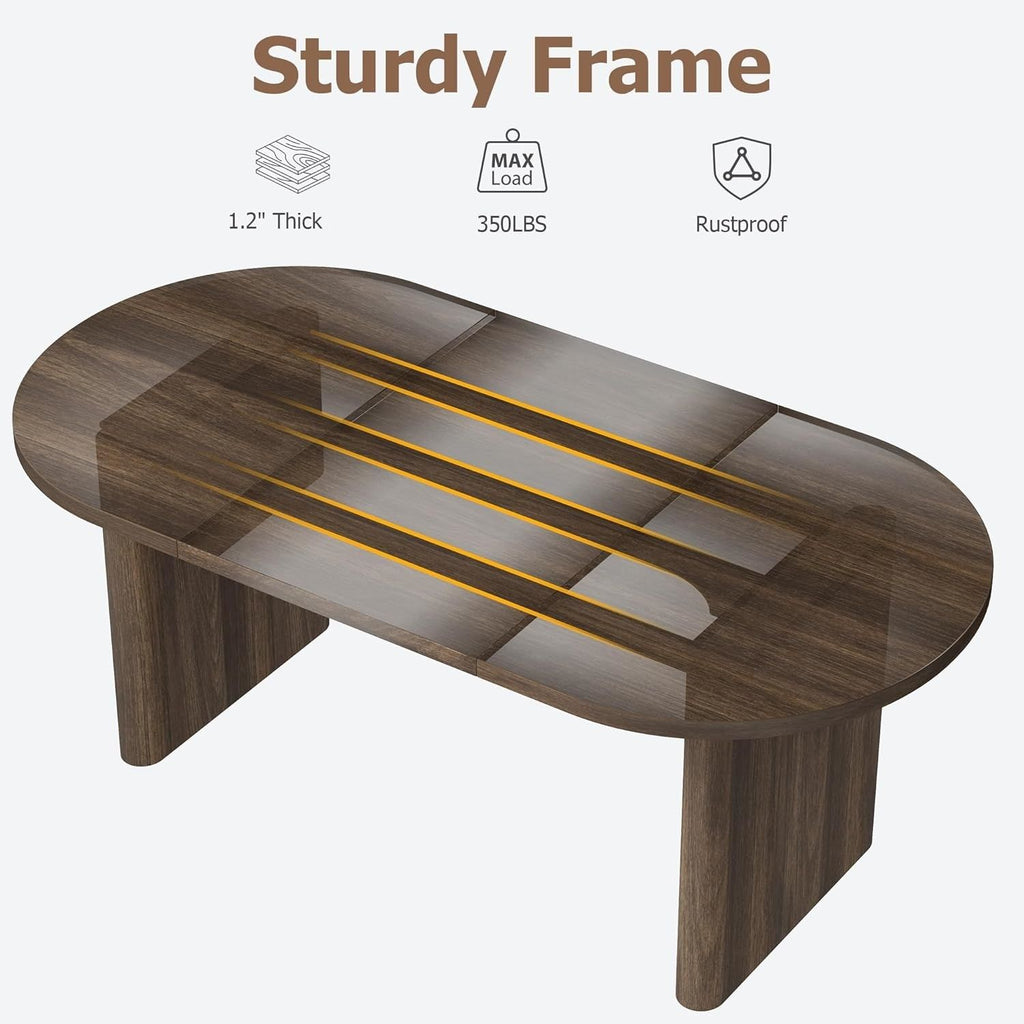 Large Modern Farmhouse Oval Dining Table Suitable for 6-8 People, -Long 63\