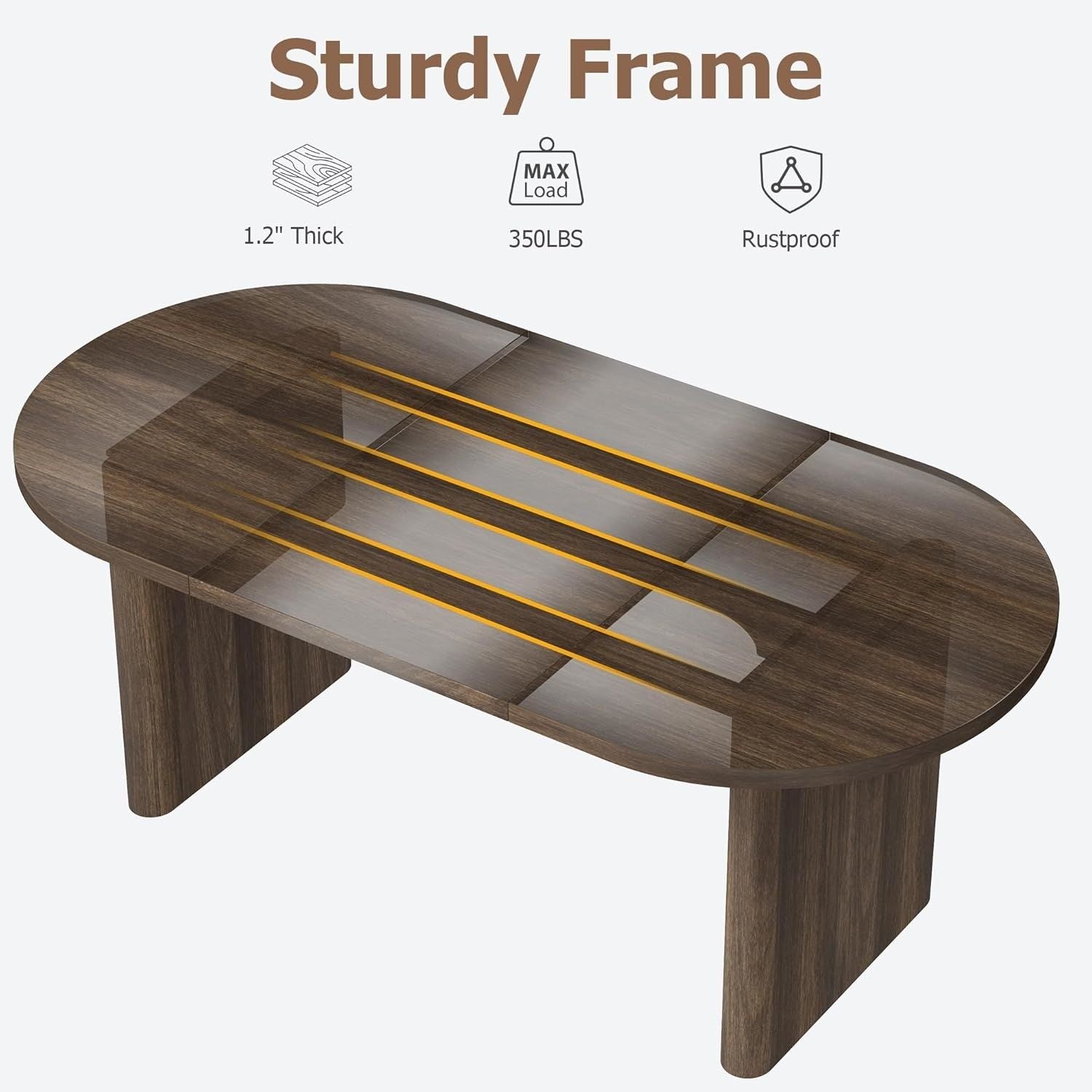 Large Modern Farmhouse Oval Dining Table Suitable for 6-8 People, -Long 63\